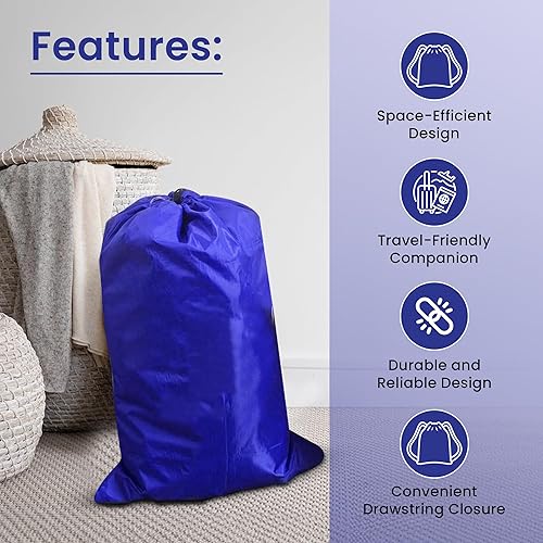 Sac à Linge de Voyage pour Vêtements Sales Sac en Nylon pour la Collecte du Linge Pliable avec Fermeture à Cordon Bleu 60x80 cm - 2 pièces - Nail Gallerys