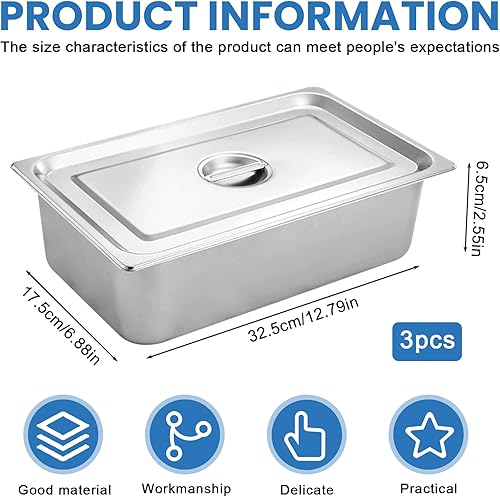 PORFOYO Récipient en acier inoxydable avec couvercle - 32,5 x 17,5 x 6,5 cm - Pour paner, mariner, servir - Idéal comme récipient gastronomique pour viande, poisson, escalopes - Nail Gallerys