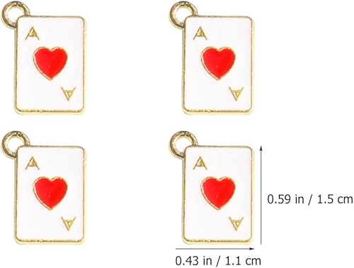 DIYEAH Pendentif De Poker Fournitures De Bijoux De Bricolage Charmes De Fabrication De Bijoux Breloques De Boucle D'oreille De Carte De Poker Rouge Alliage - Nail Gallerys