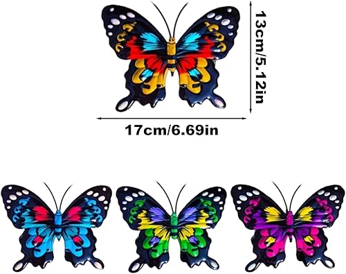 Générique Metal Butterfly Wall Decor, Yard Sculpture Set of 4, 6.69inch Butterfly Art Aesthetics Cute for Mom Garden Fence Outdoor Spaces, Artistic Natural Accent, Handy to Install - Nail Gallerys