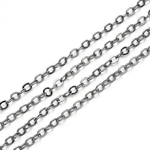 Yurosiay 10 m x 1,8 mm Chaîne à maillons en cuivre pour fabrication de bijoux - Chaîne à maillons en métal avec bobine - Chaîne à maillons pour travaux manuels - Argenté - Nail Gallerys