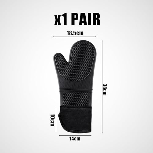 1 paire de gants de cuisine en silicone, gants antidérapants, gants de four résistants à la chaleur, gants de cuisine imperméables, adaptés pour la cuisine, la pâtisserie, etc. (noir). - Nail Gallerys