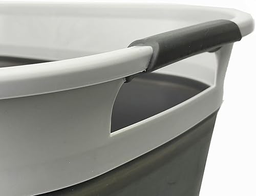 SAMMART Panier à linge pliable en plastique, 40 L, boîte de rangement pliable et pop-up - Panier à linge portable - Gain de place (1, blanc/gris acier) - Nail Gallerys