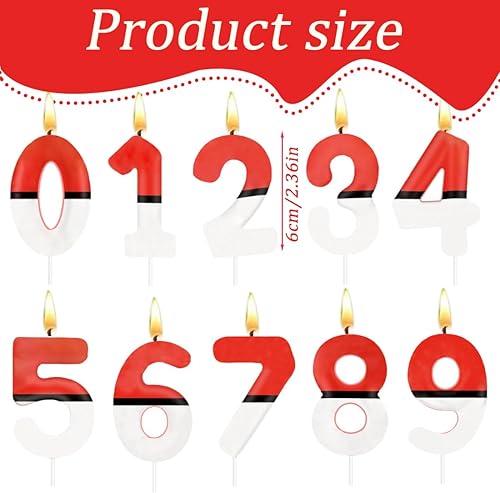 HAZMA 1 Pièce Bougies D'Anniversaire,Décorations De Fête Sur Le Thème D'Anime,Bougie D'Anniversaire Pour Décoration De Gâteau De Filles Et Garçons(Rouge Et Blanc，Numéro 1) (0) - Nail Gallerys