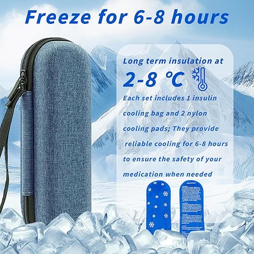 Shyllin Pochette Isotherme Insuline, Trousse Isotherme Insuline Medicament Voyage, Mini Sac Insuline de Voyage avec 2 Packs de Glace, Boîte Isotherme pour Insuline, Sac Isotherme pour Médicaments - Nail Gallerys