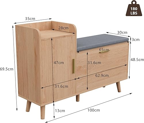 Julyue Banc à chaussures avec assise, rangement à chaussures avec espace de rangement pour entrée, banc rembourré pour salon, couloir, chambre à coucher. - Nail Gallerys