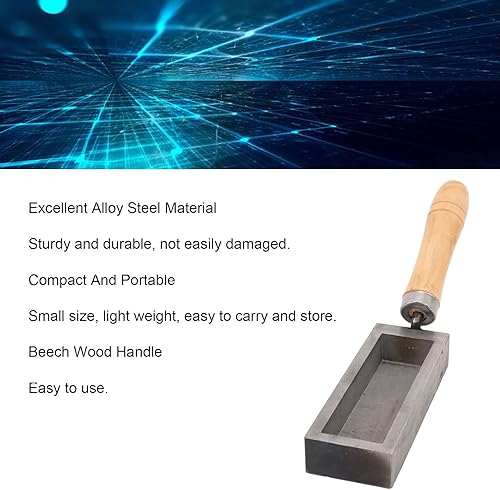 Moule de Bâti de Barre d'or, Lingotière Portative en Fonte à Barres d'or avec Manche en Bois de Hêtre, Lingotière d'argent en Acier allié Compact pour Le Bricolage, la Fusion, Le - Nail Gallerys