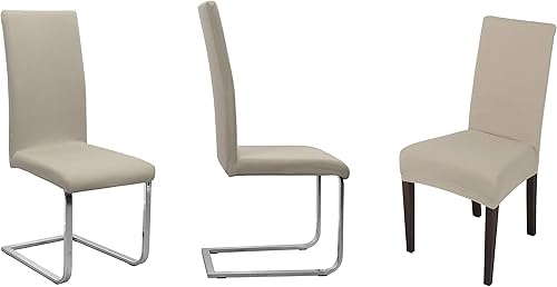 BEAUTEX Lot de 6 Housses de Chaise en Jersey, Housse Extensible en Coton bi-élastique, Couleur sélectionnable, Beige - Nail Gallerys