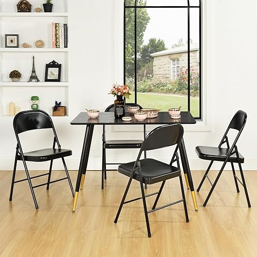 LuxNook Chaise Pliante en métal - Set de 4 Chaises Salle a Manger Jardin xterieur Chaise Cuisine, 150 kg - Nail Gallerys