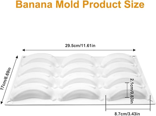 Moule Silicone Patisserie Banane, Moule Trompe L'oeil Fruit Sans BPA, 3D Moule Entremet Silicone, Facile à Nettoyer, Anti-adhésif Moules à Chocolat pour Cuisson de Mousse, Gelée, Dessert (12 Cavités) - Nail Gallerys