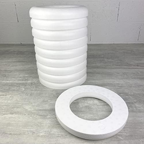 Lealoo Lot de 10 Demi Anneaux de 30 cm en Polystyrène, Couronne à Dos Plat de 4,5 de Haut - Nail Gallerys