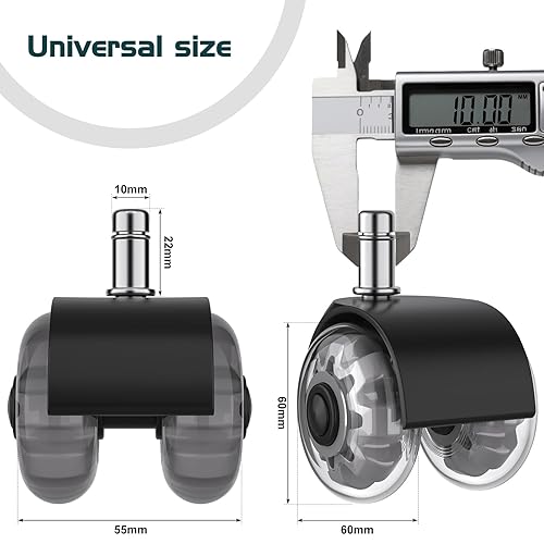 Aevcvok Roulette Chaise Bureau, 10 x 22 mm, 5 PCS Roulette Chaise de Bureau, Roulement Agréable et Silencieux 360° Rotation roues Parfaites pour Tapis, Sols durs, Parquets - Nail Gallerys