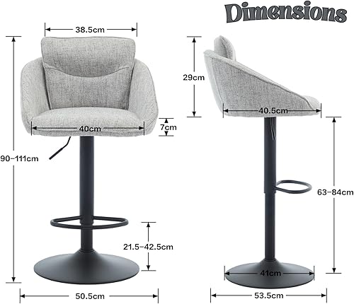 chairus Lot de 2 Tabourets de Bar en Lin, Tabouret de Comptoir Réglable en Hauteur Tabourets Bar avec Repose-Pied, Chaise Haute pour Ilot Central,Cuisine, Bar, Bistro (Vert-2) - Nail Gallerys