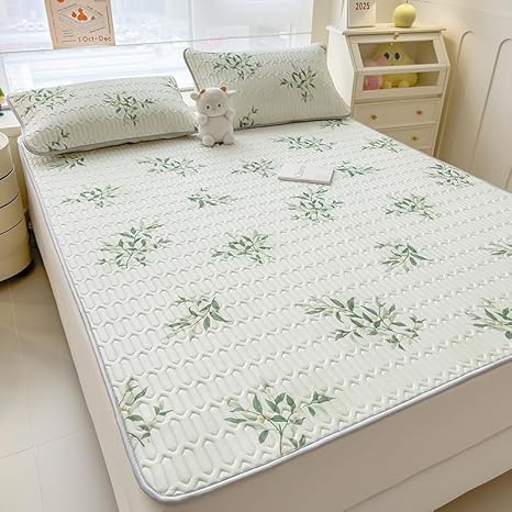 Parure de lit 3 pièces avec housse de couette et taie d'oreiller – Drap de lit rafraîchissant et lavable en soie glacée – Pour dortoir et étudiant (floral, 150 x 200 cm) - Nail Gallerys