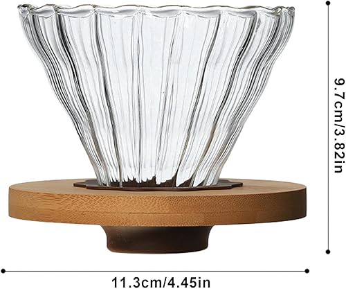 Pour Over Coffee Dripper, Clear Glass Spill Over Coffee Cone with Stand, Single Mug, 4.45x4.45x3.82 inches Hand Brewed Filter Cup for Lovers - Nail Gallerys