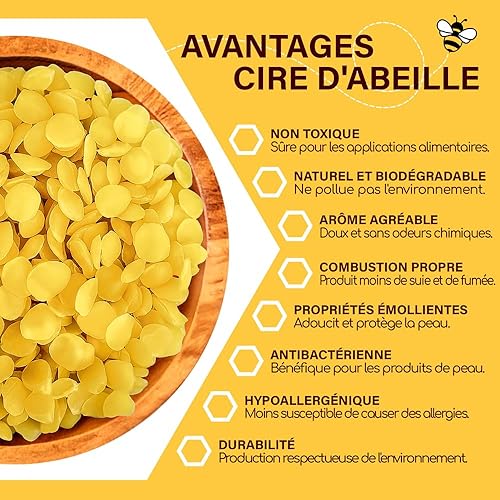 Majillux Cire d'Abeille Naturelle Premium 100 g, Pastilles de Cire d'Abeille, Idéale pour la Production de Cosmétiques, DIY, Savon et Bougies 100% Pure Fabriqué en Europe Certifié - Nail Gallerys