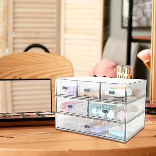 3PCS Make Up Organizer en Acrylique, Boite Rangement Maquillage et Empilable, Organisateur de Coiffeuse avec 6 Compartiments, Rangement Produit de Beauté pour Maison Cosmétique Bijoux - Nail Gallerys