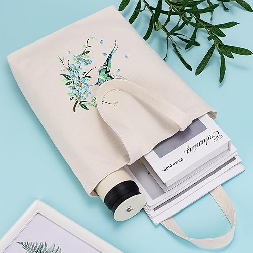 JSRQT Kit de Broderie pour Sac Toile Beige pour Débutants, Colibri Floral Kit de Point Croix Estampé pour Adultes, Création de Broderie Artisanale Fait Main avec Outils, Instructions, Aiguille et Fil - Nail Gallerys