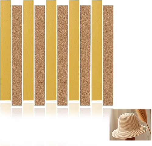 Lot de 10 bandes autocollantes en liège pour chapeau - 200 x 20 x 2 mm - Ruban intérieur pour réduire la taille de chapeau - Réducteur de chapeau autocollant - Bande extérieure - Nail Gallerys