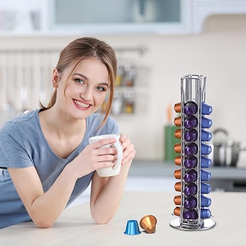 Porte-capsules de café, support de dosettes de café, support rotatif pour 40 dosettes de café, support de capsules de café, support de rangement de café pour porte-capsules Nespresso - Nail Gallerys