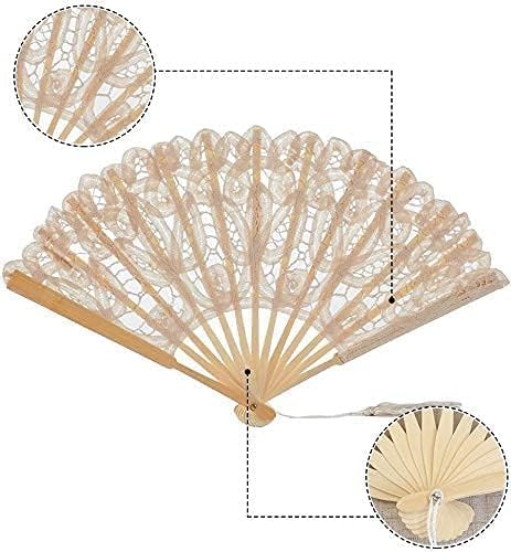 COOVS Éventail Pliant à Main en Dentelle, éventails à Main pliants pour Femmes éventail en Dentelle, éventail de Mariage Vintage, éventail à Main pour décoration de Mariage (Beige) - Nail Gallerys