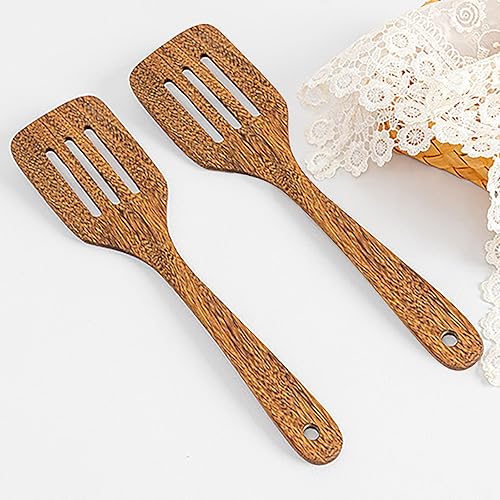 Ensemble d'ustensiles de cuisson en bois - Cuillère en bois - Poêle antiadhésive - Cuillère spéciale - Pelle de cuisine (café, 31 x 7,5 cm) - Nail Gallerys