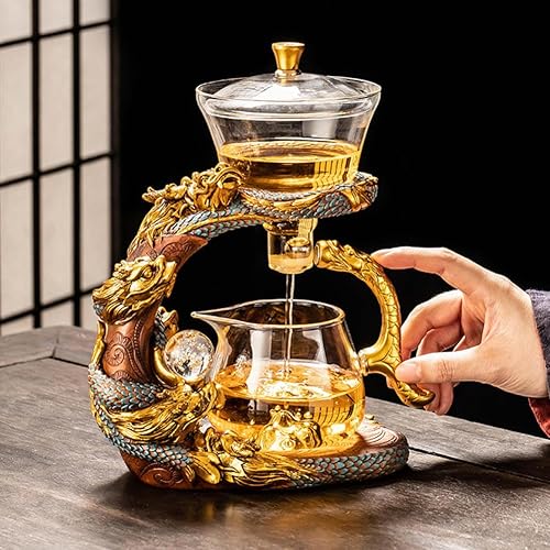 MYBAQ, Service à thé paresseux en verre Dragon, théière magnétique, service à thé en verre Kung Fu paresseux, service à thé semi-automatique, théière de brassage à la maison, au bureau - Nail Gallerys