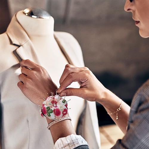 Coussins à Épingles Coussins pour Aiguilles de Poignet Coussin D'aiguille à Coudre Motif de Fleurs pour Couture Broderie 3 Pièces - Nail Gallerys