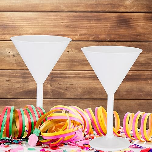 Relaxdays Verre à Martini en Lot de 6, Plastique, Robuste et sans BPA, réutilisable, Pied, élégant, env. 250 ML, Blanc - Nail Gallerys