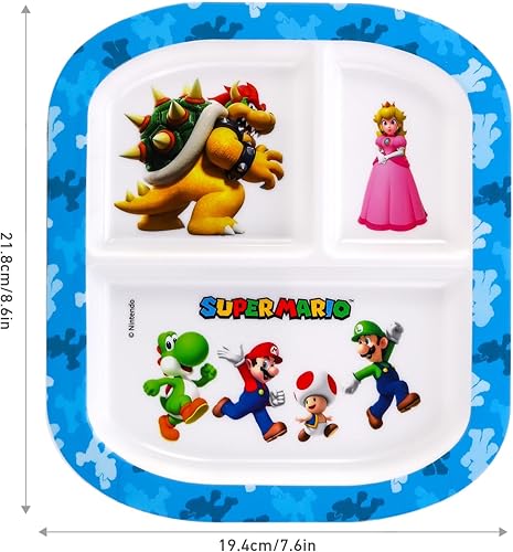 Zawadi Global Super Mario Assiette à 3 sections réutilisables pour petit déjeuner et enfant - Nail Gallerys