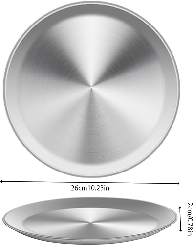 Lot de 4 moules à pizza en acier inoxydable - 26 cm - Extra épais - Plaque de cuisson et vaisselle de camping - Passe au lave-vaisselle - Polyvalent pour pizza, salade, gâteau - Cadeau parfait pour la - Nail Gallerys