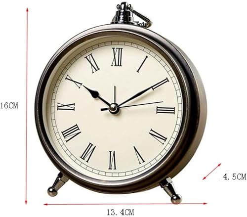 Européenne Retro Style Mute réveil Chambre Lit Simple PENDULETTE Portable ménages lit Bureau Horloge réveil (Color : Brass A, Size : 6.2 * 5.2 * 1.7 inches) - Nail Gallerys