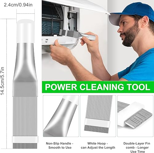 Peigne de Climatiseur, 3 Pièces Brosse de Climatiseur, Brosse de Nettoyage Condenseur de Climatiseur, Brosse de Nettoyage à Ailettes, Climatiseur Peigne à Condensateur Peigne à Ailettes, pour Nettoyer - Nail Gallerys