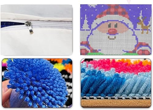 YOOTOM Kit de housse de coussin avec crochet à loquet en Noël,kit de broderie,kits de fabrication de taies d'oreiller，Christmas latch Hook Pillowcase Kits 43x43cm - Nail Gallerys