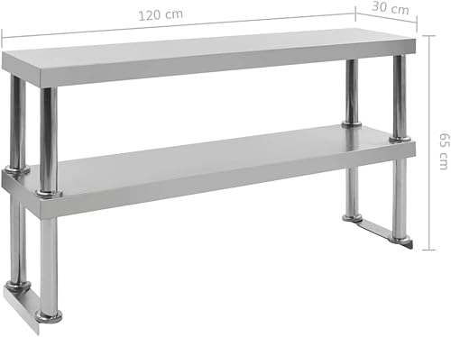 Toshilian Étagère d'Appoint Rangement Cuisine Étagère de Table de Travail 2 Niveaux 120x30x65 cm INOX - Nail Gallerys
