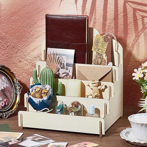 UNICRAFTALE Présentoir de Cartes de Vœux à 4 Niveau Présentoir de Collection en Bois Présentoirs de Cartes d'anniversaire Portable Présentoirs D'Autocollants Polyvalent pour Les Vendeurs Autocollants - Nail Gallerys