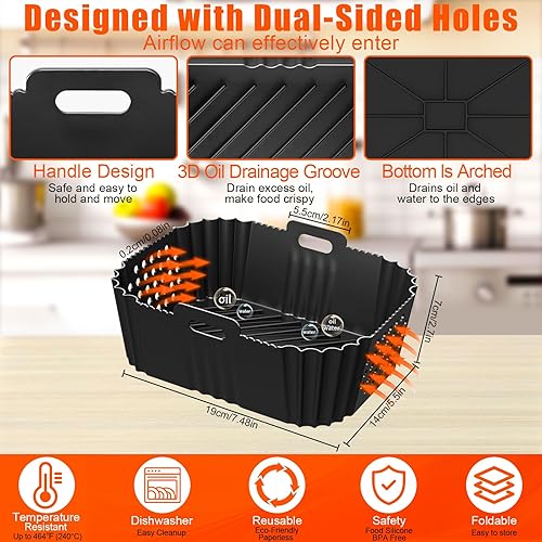 BUOAZR Moule Silicone Air Fryer pour Ninja Double Stack SL400EU, 11 Pièces Silicone Accessoires Air Fryer pour Foodi Max Dual Zone 9.5l AF400EU, AF300EU 7.5L, Réutilisable, Friteuse Sans Huile - Nail Gallerys