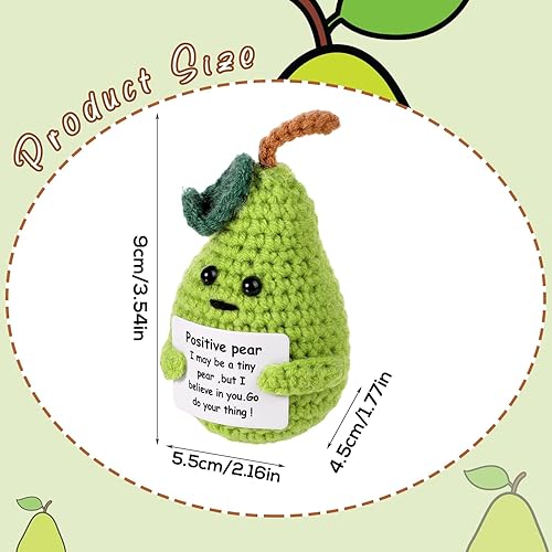 BOXOB Mini Poire Positive Drôle, Poupée de Poire de Poche en Laine Tricotée Drôle de 9cm Poire Positive Tricotée Mignonne Créative pour l'Encouragement de Décoration de Fête de Cadeau d'anniversaire - Nail Gallerys