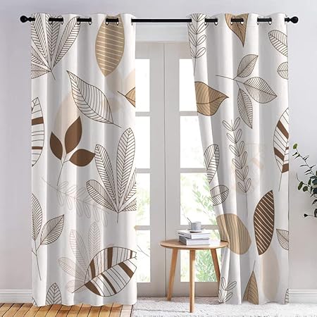 TAKUAN Rideau Occultant Feuilles Rideaux Thermiques à Oeillets pour Chambre, Motif Plante Rideaux Salon Moderne Lot De 2 Décoration De Fenêtre pour Chambre Enfant Fille Garcon Rideaux, 140x240 - Nail Gallerys