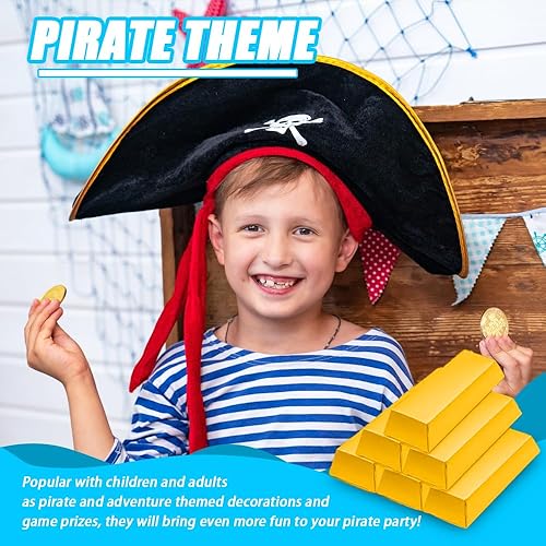 Keboyoe 30 Pcs Faux Lingot d'or Boîte de Cadeaux Faux Barres d'or Boîte de Cadeaux Bonbon Boite Cadeau Pirate Décoration de barre d'or pour de Fête à Thème de Pirate Fête D'enfants - Nail Gallerys