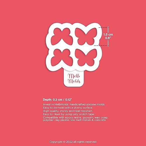 MelbMolds Moule en silicone pour résine époxy en forme de papillon mini (03) : Créez des porte-clés, des boucles d'oreilles (clou et paire), des breloques, des bagues, des bracelets et des bijoux DIY - Nail Gallerys