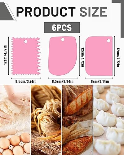 TPZORJX 6PCS corne patisserie,grattoirs en plastique pour pâte à modeler Spatule à dents pour gratter les gâteaux Spatule à pâte texturée pour la cuisine, la pâtisserie et la décoration des bords - Nail Gallerys