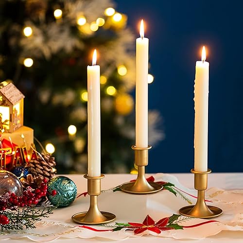Bougeoirs en Or Bougeoirs : Hewory 6 Pièces Bougeoir Conique en Métal, Bougeoirs Vintage Bougeoirs en Laiton Épais Dorés pour Bougies de Dîner Coniques Pièce Maîtresse de Table de Noël Maison - Nail Gallerys