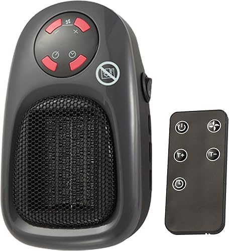 BALDERIA Plugin Heater SH500: Radiateur soufflant, chauffage par prise avec thermostat, minuterie, télécommande, 2 niveaux de ventilation, jusqu’à 20 m², le bureau, le salon ou la salle de bains - Nail Gallerys