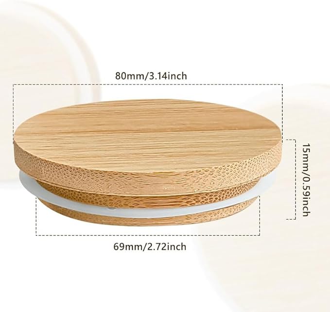 Lot de 6 couvercles de bocaux en bambou avec anneaux d'étanchéité, pots de conservation de qualité alimentaire, réutilisables - Nail Gallerys