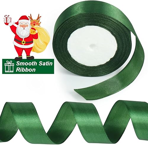 tenn well Ruban Satin Vert Rouge, 25 mm x 44 m Ruban pour Décoration de Mariage, l'artisanat de Décoration de la Maison, Fête Gâteau, Emballage Gâteau, Coffrets, Bouquet - Nail Gallerys