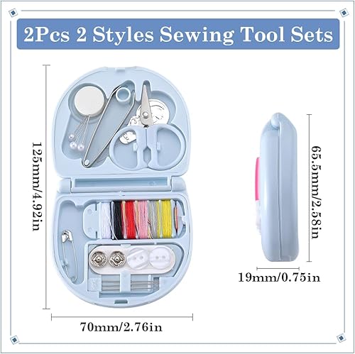 SUNNYCLUE 2 Mini Kit de Couture en Vrac Ensemble de Couture de Voyage Mini Fournitures de Couture en Plastique avec Outils de Couture Kit de Réparation d'urgence Arc en Ciel Portable Accessoires pour - Nail Gallerys