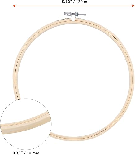 SINJEUN Lot de 20 cercles à broder de 13 cm, en bambou, pour point de croix, petits cadres ronds pour bricolage et décoration - Nail Gallerys