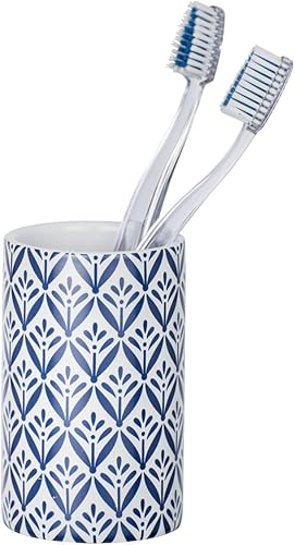 WENKO Gobelet Lorca - Porte-brosse à dents pour la brosse à dents et la pâte dentifrice, Céramique, 6.5 x 11 x 6.5 cm, Bleu - Nail Gallerys
