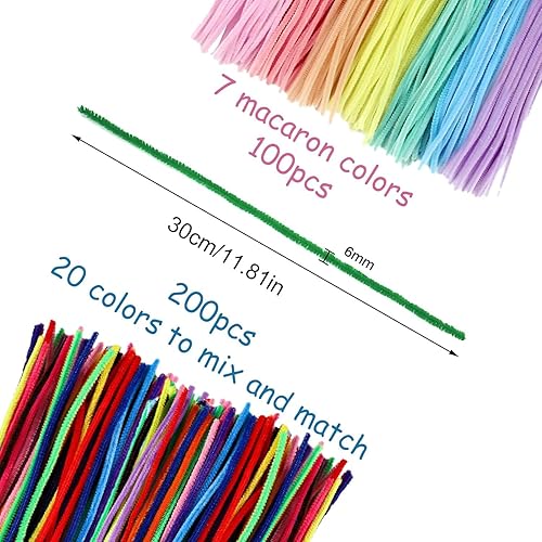 300 Pcs Fils Chenille, Cure-Pipes Multicolores pour Enfants, Pipe Cleaners en Peluche Ondulée pour Décorations et Artisanat Créatif, DIY - Nail Gallerys